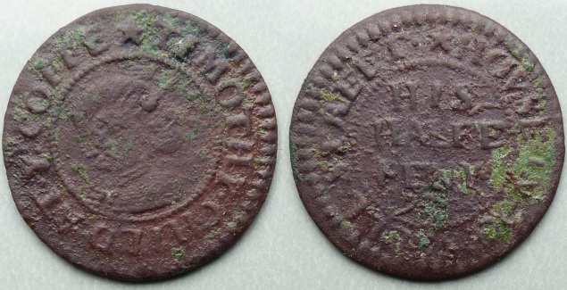 Russell Street, Timothy Child AT YE COFFE HOVSE halfpenny